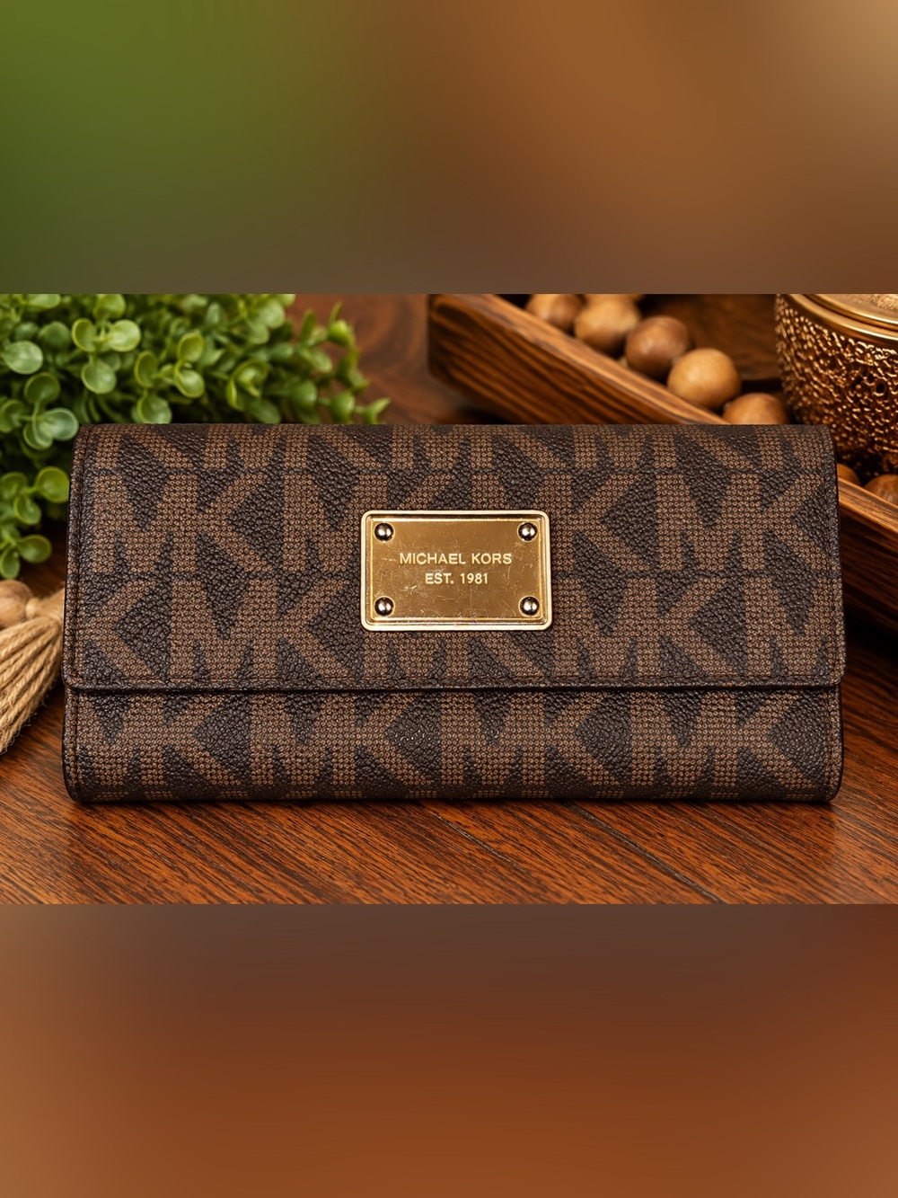 🤎 Michael Kors Brown Signature Continental Wallet